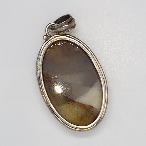 Brown Agate Sterling Silver Pendant 2" x 1.5" NWOT - Picture 4 of 4